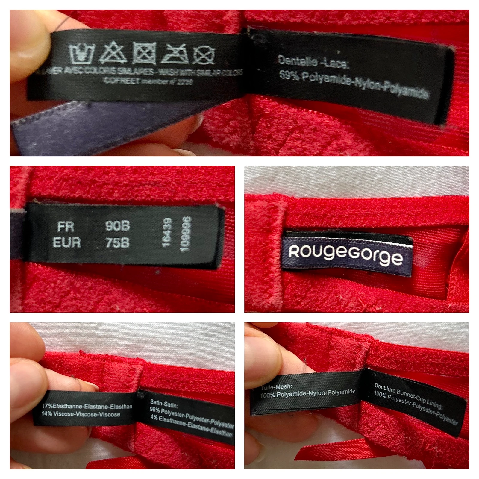 Sutiã vermelho de renda Tamanho 90B + porta-cintas vermelho Tamanho 38/40 poliéster – photo 8